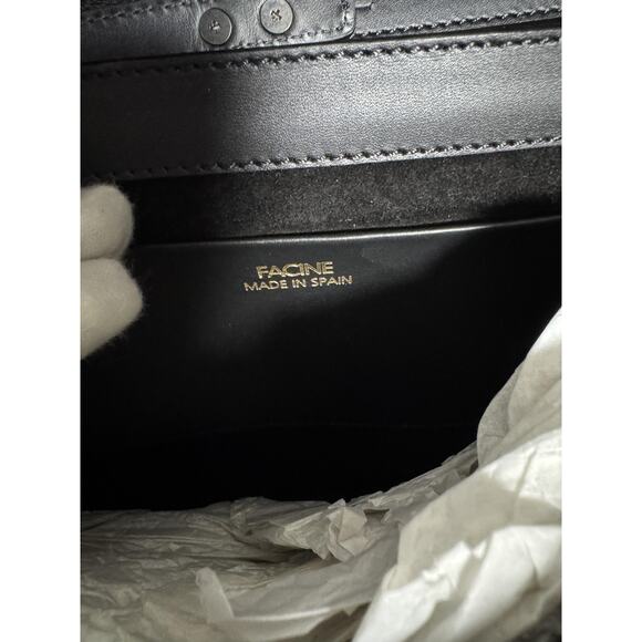 Facine Crossbody Bag Womens Black Silver Chain Strap Envelope Flap Made Spain - Picture 11 of 12